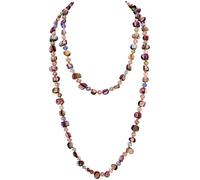 Hanary Colorful Irregular Beaded Long Necklace, Coated Reflective Glass Beads, Vintage Chunky Jewelry for Women