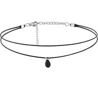 Hanary Goth Boho Hippie Dainty Double Layered Black Choker Necklace, Teardrop Glass Necklace, Halloween Christmas New Year Gift for Women