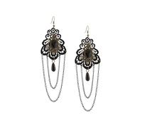 Hanary Goth Victorian Black Floral Lace Teardrop Statement Earrings, Gothic Vintage Earrings, Gothic Jewelry, Christmas Jewelry Gift for Women