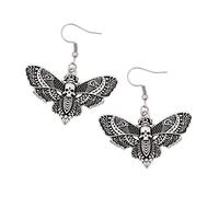 Hanary Gothic Goth Grunge Butterfly Luna Moth Skull Earrings, Gothic Emo Punk Jewelry, Halloween Christmas Jewelry Gift For Women
