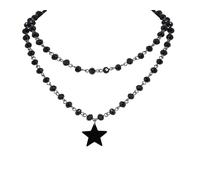 Hanary Gothic Layered Pendant Choker, Black Choker, Black PU Leather Chocker Collar, Costume Jewelry