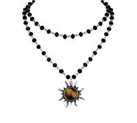 Hanary Gothic Layered Pendant Choker, Black Choker, Black PU Leather Chocker Collar, Costume Jewelry