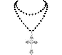 Hanary Gothic Layered Pendant Choker, Black Choker, Black PU Leather Chocker Collar, Costume Jewelry