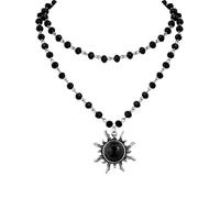 Hanary Gothic Layered Pendant Choker, Black Choker, Black PU Leather Chocker Collar, Costume Jewelry