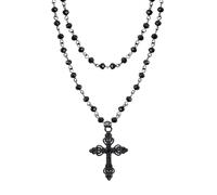 Hanary Gothic Layered Pendant Choker, Black Choker, Black PU Leather Chocker Collar, Costume Jewelry