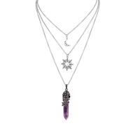 Hanary Gothic Purple Multilayer Crescent Moon Choker, Moon Sun Star Choker Necklace, Goth Gothic Necklace, Halloween Christmas Jewelry Gift for Women