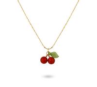 Hanary Kawaii Red Cherry Cute Dainty Gold Plated Fruit Food Pendant Necklaces, Simple Jewelry Accessories Gifts for Women Girls