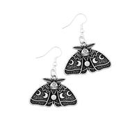 Hanary Luna Moth Dangle Drop Earrings, Moon Phase Moth Butterfly Charm Pendant, Vintage Goth Gothic Earrings Jewelry Gift for Women