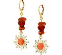 Hanary Orange Boho Hippie Gothic Crystal Celestial Sun Earrings, Boho Hippie Jewelry, Christmas Jewelry Gift For Women
