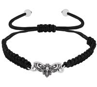 Hanary Skull Dead Moth Black Braided Bracelet Strand, Gothic Emo Punk Grunge Bracelet, Goth Jewelry, Christmas Jewelry Gift for Women