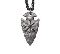 Hanary Viking Necklace for Men, Viking Helm of Awe Arrowhead Protection Talisman Pendant Necklace, Wheat Chain, Viking Jewelry Gift