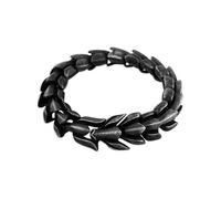 Hanary Viking Oxidized Steel Dragon Bracelet, Stainless Steel Ouroboros Jormungandr Link Chain Bracelet, Viking Jewelry Gift for Men