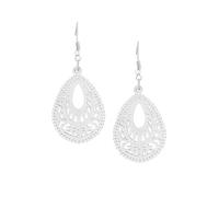 Hanary White Cut-Out Wood Dangle Drop Earrings, Boho Chic Hippie Statement Jewelry Gift for Women