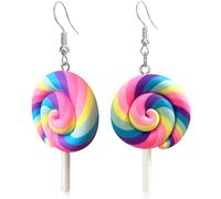 Hanavigar Funny Simulation Candy Lollipop Rainbow Acrylic Lightweight Hook Earrings Cute Creative Three-D Sweet Dangle Drop Earrings For Women Jewelry Gift, Acylic, acrylic