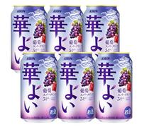 Hanayoi Chu-Hi Japanese Sparkling Alcoholic Beverage, Shochu High, Liquor, Fruity Low-Alcohol Refreshment, 350ml Cans, 3% ABV,Multipack (6 Cans, Grape)