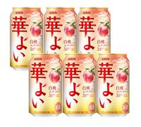Hanayoi Chu-Hi Japanese Sparkling Alcoholic Beverage, Shochu High, Liquor, Fruity Low-Alcohol Refreshment, 350ml Cans, 3% ABV,Multipack (6 Cans, White Peach)