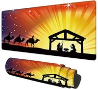 Hanazaoa Large Mouse Pad,Christmas Nativity Scene Large XL Desk Mat Extended Waterproof Mouse Mat with Stitched Edges and Non-Slip Base for Office Gaming Home 31.5 X 11.8 Inch