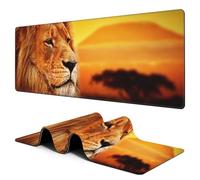 Hanazaoa Lion at Sunset Mouse Pad Desk Mat XL Large Gaming Mousepad Extended Computer Keyboard Mat with Non-Slip Rubber Base and Stitched Edge 11.8 x 31.5 Inch for Gaming and Office Work
