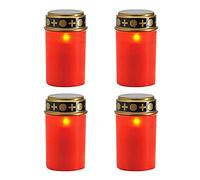 HANBOLI Candle Light, 4 Pcs LED Grave Candle Lights LED Flickering Red Cemetery Candle Mourning Candles for Mourning Rainproof Weatherproof