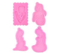 HANBOLI Cookie Cutters, 4 Pieces Pregnant Women Shape Fondant Molds Pregnant Mother Cake Mold Keychain Silicone Material Moulds for Thanksgiving