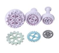 HANBOLI Cookie Cutters, Plastic Gear Cookie Cutters Steampunk Fondant Molds Cogs Mold Fondant Cake Molds Plunger Stampers for Cupcake Decoration