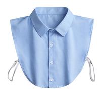 HANBOLI Fake Collar, Mens Office Formal Detachable Dickey Blouse Simple Solid Color Button False Collar Business Layering Lapel Half Shirt Light Blue