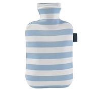 HANBOLI Hot Water Bag, 2L Hot Water Bottle With Striped Print Soft Cotton Cover Portable Explosion-Proof Winter Reusable Hand Feet Warmer Sky Blue