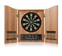 Hanbramo Electronic Dart Board Cabinet Set, 12 Soft Tip Darts, Electric Dart Boards for Adults, Digital Dart Board with Integrated Scoreboard for Family Game Rooms