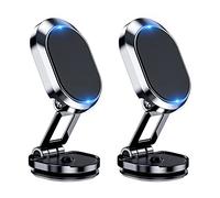 HanCenDa 2Pack Alloy Folding Magnetic Car Phone Holder, Super Strong Car Magnet Phone Mount with 4 Metal Plate, 360°Rotation Dashboard Phone Car Mount for All Cellphone