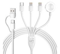 HanCenDa 4 in 2 Apple Watch Charging Cable, USB C Watch Charging Cable for Apple Watch/iPhone, Magnetic Watch Charging Cable for iWatch Series SE/8/7/6/5/4/3/2 - Travel Watch Charger for AirPods and iPad - 6ft, White