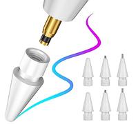 HanCenDa 6Pack Apple Pencil Tips, Replacement Tips for 1st/2nd Generation&Logitech Crayon, Spare Nib iPad Pen/Stylus Pen, 2/1, Plastic &Metal White, 0.5/0.78MM-white