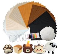 HanCheng 42 PCS Craft Felt Fabric,6 Colours Felt Sheets with 50g Stuffing,5 Ball Chain,Needle and Thread,1mm Thick Nonwoven 20 x 30 cm,Fabric for Sewing and DIY Crafts (Morandi Series)