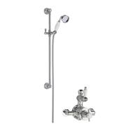 Hanchurch Traditional Twin Exposed Valve & Slide Rail Shower Set - Chrome/White - Balterley