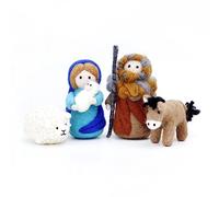 Hancool Needle Felting Kit Beginner Set Nativity Wool Felt DIY Craft Joseph Mary with Baby Jesus Sheep and Donkey Wool Felting Starters Kit