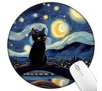 Hancynir Black Cat Round Mouse Pad, Small Mousepad for Laptop Desk Office