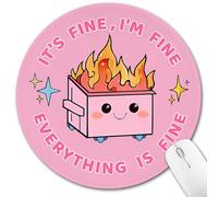 Hancynir Funny Mouse Pad for Desk, Cute Office Decor for Women, Dumpster on Fire Small Mousepad with Non-Slip Rubber Base, Personalized Round Computer Mouse Pads for Laptop Desk Accessories Supplies