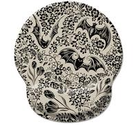 Hancynir Goth Bat Floral Ergonomic Mouse Pad with Wrist Rest, Gothic Flowers Gaming Mousepad Wrist Support, Funny Computer Mouse Pad with Non-Slip PU Base for Desk Accessories Office Decor Supplies