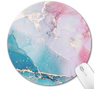 Hancynir Small Mouse Pad, Cyan Blue Marble Round Mousepad with Non-Slip Rubber Base, Mouse Pads for Desk Accessories Wireless Mouse Laptop Gaming Computer Work Office Supplies Decor, 8.6 x 8.6 Inch