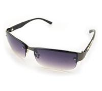 HAND 1056 Stylish Unisex Sunglasses with Silver Skull and Bones Temple Motif - Width at Temples 134 mm - 100% UV400 Protection - Black & Gunmetal Frame with Violet Lenses