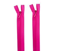 HAND® 2 PCS Rose Pink Invisible Zipper for Dresses, Skirts, Blouses, Pants etc. - 10 inch (25.5 cm) Long - Nylon Zip and Metal Zip Head