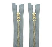 HAND® 2 Pieces Grey No.5 Brass Open Ended Metal Zipper 70cmL x 30 mmW