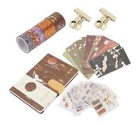 Hand Account Gift Box Set Antique Style Journal with Washi Paper Hot Stamping Tape and Decorative Stickers Premium Writing Notebook for Students Artists and Gift Giving 22.5x32.5cm (sound cloud)