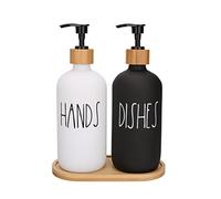 Hand and Dish Soap Dispenser Set for Kitchen Sink, Black and White Modern Farmhouse Decor, Kitchen Art Soap Holder (Black & White)
