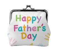 Hand and Happy Fathers Day Print Double Clasp Metal Frame Leather Kiss Lock Change Pouch Wallet for Women with Keys, Small Purses