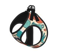 Hand And Happy Fathers Day Print Harness Leash Set For Cat And Small Dog, Adjustable, Reflective, And Escape-Proof Vest With Soft Breathable Mesh Lining