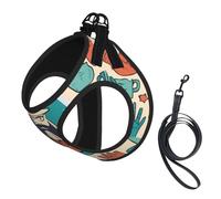 Hand And Happy Fathers Day Print Harness Leash Set For Cat And Small Dog, Adjustable, Reflective, And Escape-Proof Vest With Soft Breathable Mesh Lining