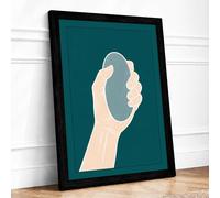 Hand and Mirror Minimalist Framed Wall Art Print A1 Black | Ready to Hang, Premium Gi Paper, Fade-Resistant Inks, Securely Packaged, UK Made