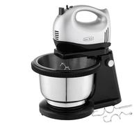 Hand and Stand Mixer Electric Set for Baking, Lightweight Mixer with Stainless Steel Bowl, 5 Speed 300W Motor with Turbo Function, 2 Beaters, 2 Hooks. Silver, Eject Easily, S3A