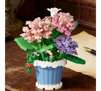Hand-Assembled Potted Carnation Figurine, Mini Floral Pot Statue Accent | Potted Plant Craft with Ruffled Petals & Leafy Green Stems, Charming Tabletop Ornament for Shelf or Windowsill