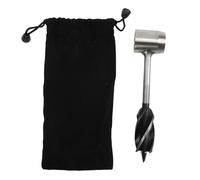 Hand Auger Wrench Set, Stainless Steel Multifunctional Portable Manual Wood Auger Drill Bit with Storage Bag for Outdoor Enthusiasts and Jungle Craftsmen (Black Cloth Bag)